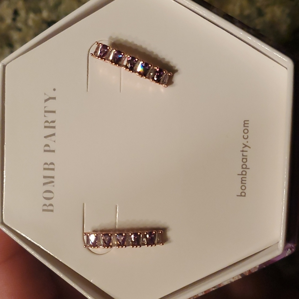 NIB, Lot, bracelet/earrings. Purple/lavendar, sparkles! February birt…